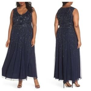 Pisarro Nights 3D Embellished Mesh A-Line Gown